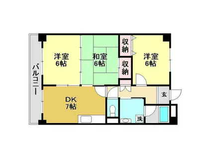 山崎ハイツ(3DK/4階)の間取り写真