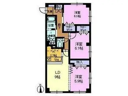フォブール村上(3LDK/3階)の間取り写真