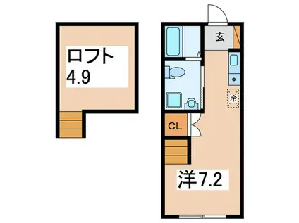JSII(ワンルーム/2階)の間取り写真