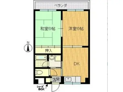 グランドマンション山田(2DK/4階)の間取り写真