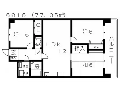 近鉄南大阪線 高見ノ里駅 徒歩8分 5階建 築31年(3LDK/1階)の間取り写真