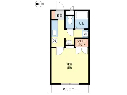 ヒルズYAMASHITAI(1K/2階)の間取り写真