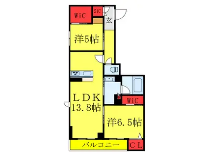 ディアコート西新井(2LDK/2階)の間取り写真