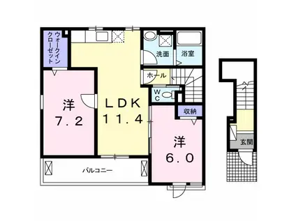 エスポワール(2LDK/2階)の間取り写真