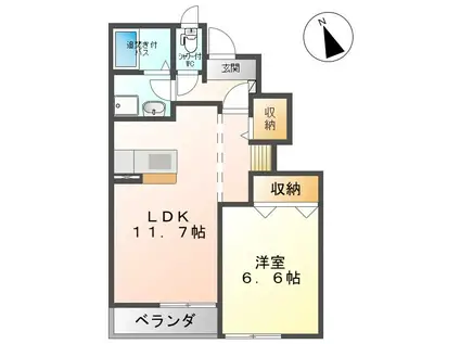 メ・パルティール(1LDK/1階)の間取り写真