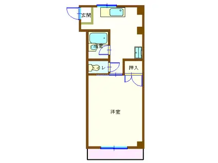 ニューヒルズ稗田(1K/2階)の間取り写真
