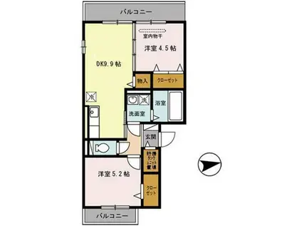 アビーロード巽東(2DK/2階)の間取り写真