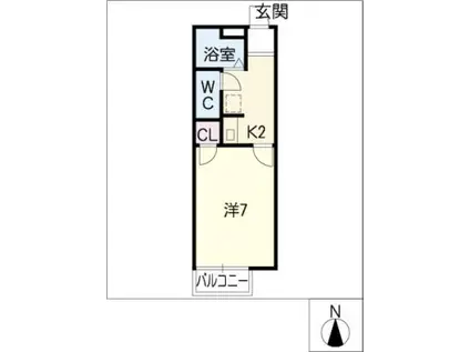 カルム・ラ・フォーレB(1K/1階)の間取り写真