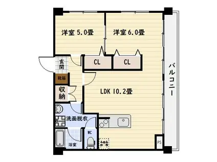 神田橋ビル(2LDK/2階)の間取り写真