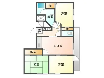 菊池ビル(3LDK/4階)の間取り写真