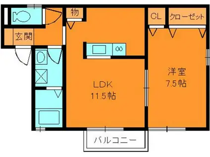 エクセレントステージ(1LDK/2階)の間取り写真