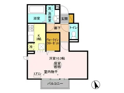 CASA EXE B(1K/1階)の間取り写真