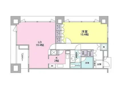 愛宕ビューアパートメント(1LDK/16階)の間取り写真