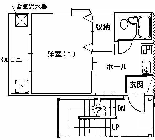 山地アパート(1K/2階)の間取り写真