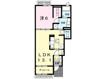 ディアコート和(1LDK/1階)の間取り写真