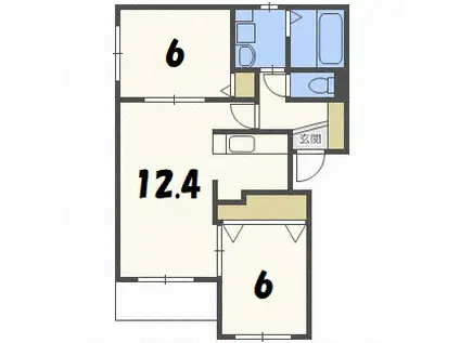 サンライズ2-4(2LDK/2階)の間取り写真