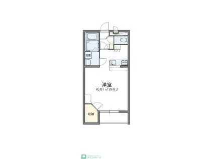 レオパレスベルコンフォート(1K/1階)の間取り写真