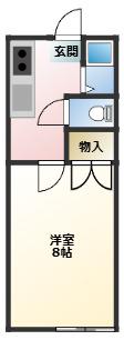ヴェルドミールA(1K/1階)の間取り写真