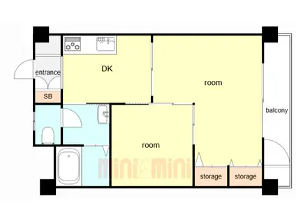 高卯マンション(2DK/4階)の間取り写真