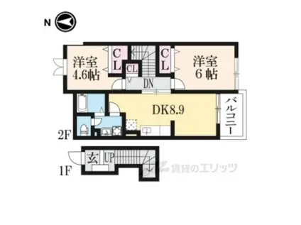 プラース2(2DK/2階)の間取り写真