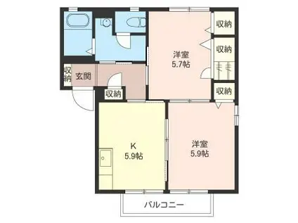 シャーメゾンしらさぎB(1LDK/1階)の間取り写真