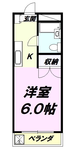 グリーンプラザ・滝山(1K/1階)の間取り写真