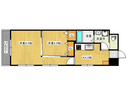 ツインハウス松中(2K/5階)の間取り写真