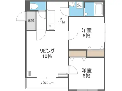 PRIMAVERA(2LDK/4階)の間取り写真