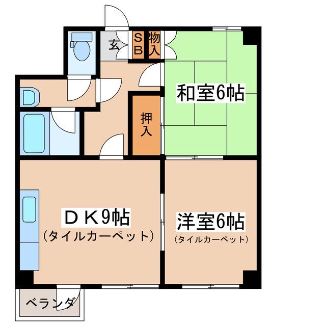 三共ユタカビル(2DK/3階)の間取り写真