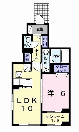 メゾン ド ノアール(1LDK/1階)の間取り写真