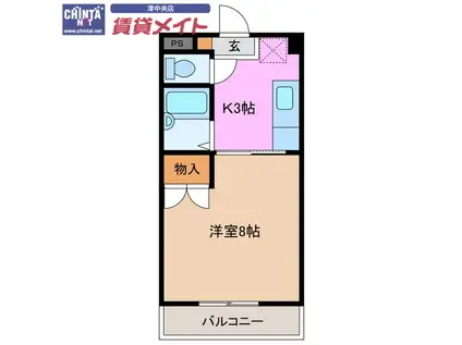 サニータウン A棟(1K/2階)の間取り写真