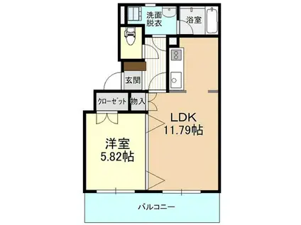 ドリームタウン三和B(1LDK/3階)の間取り写真