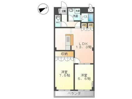 SAKURA(2LDK/3階)の間取り写真