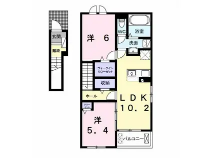 メゾン・ド・ソレイユ(2LDK/2階)の間取り写真