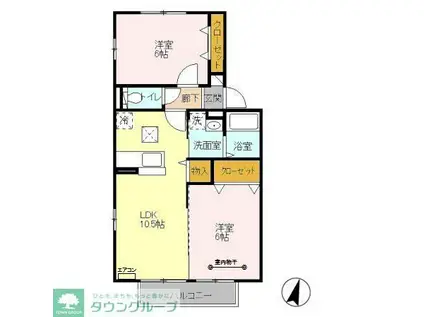 ラークス(2LDK/1階)の間取り写真