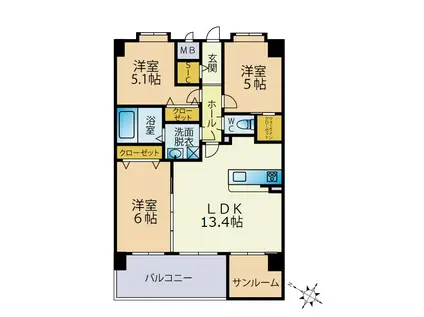 ETERUNO(3SLDK/8階)の間取り写真