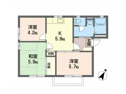 ブレッシング岡山(3K/2階)の間取り写真