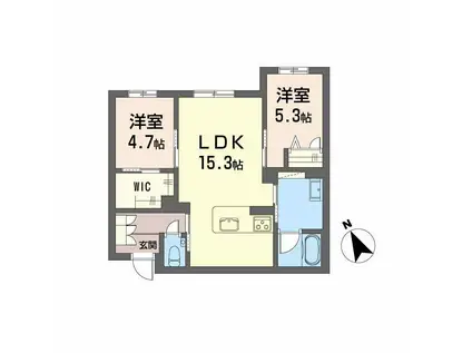 WITHPLUS天保山公園(2LDK/1階)の間取り写真