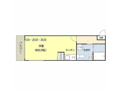 パークアベニューコート五反野(ワンルーム/1階)の間取り写真