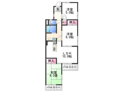 スクエアメゾン和歌山(3LDK/2階)の間取り写真