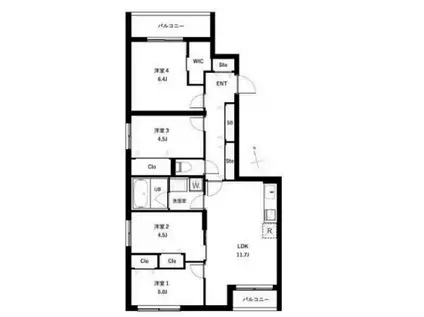 COEUR BLANC西荻窪(4LDK/5階)の間取り写真