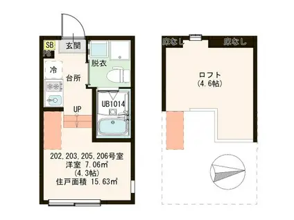 ラブリエSIX(ワンルーム/2階)の間取り写真