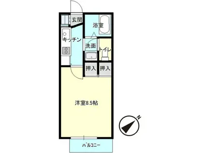 サニークレスト(1K/2階)の間取り写真