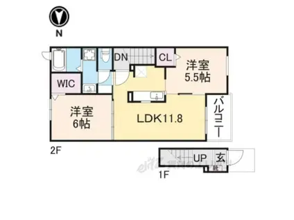 ルミエール 和(2LDK/2階)の間取り写真