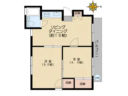 ニューアート本郷(2LDK/4階)の間取り写真