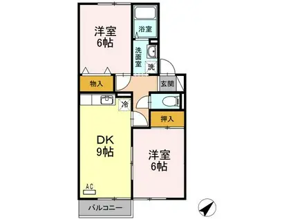 セジュールあいのB(2DK/1階)の間取り写真
