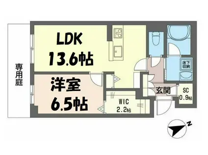 グリーンセント(1LDK/1階)の間取り写真