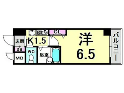 エスリード三宮フラワーロード(1K/13階)の間取り写真