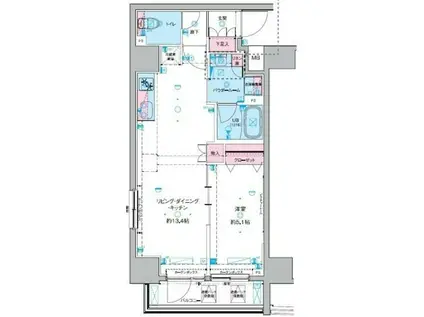 ジェノヴィア東神田グリーンヴェール(1LDK/11階)の間取り写真