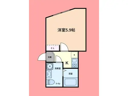 グリーンカーサ六浦II(1K/1階)の間取り写真